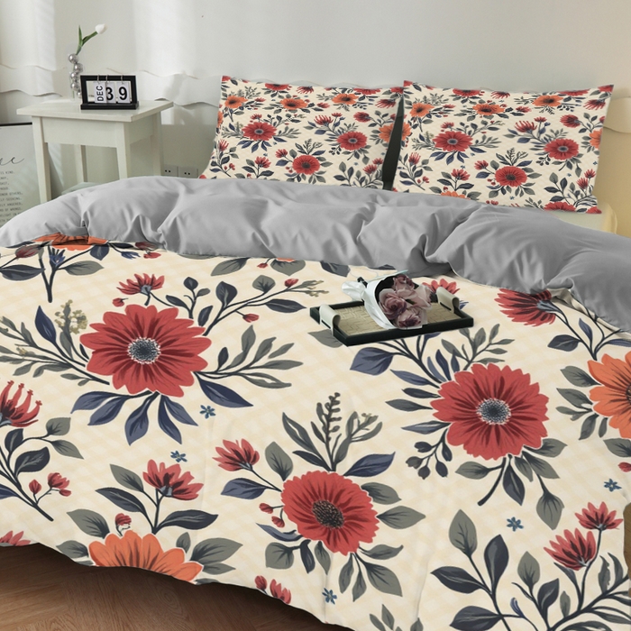 91家纺网 家纺一手货源 找家纺 （总）合纵跨境工厂 2025新款一件定制跨境磨毛单被套被套三件套希音集采亚马逊速卖通24小时内发货-花卉主题一被套三件套