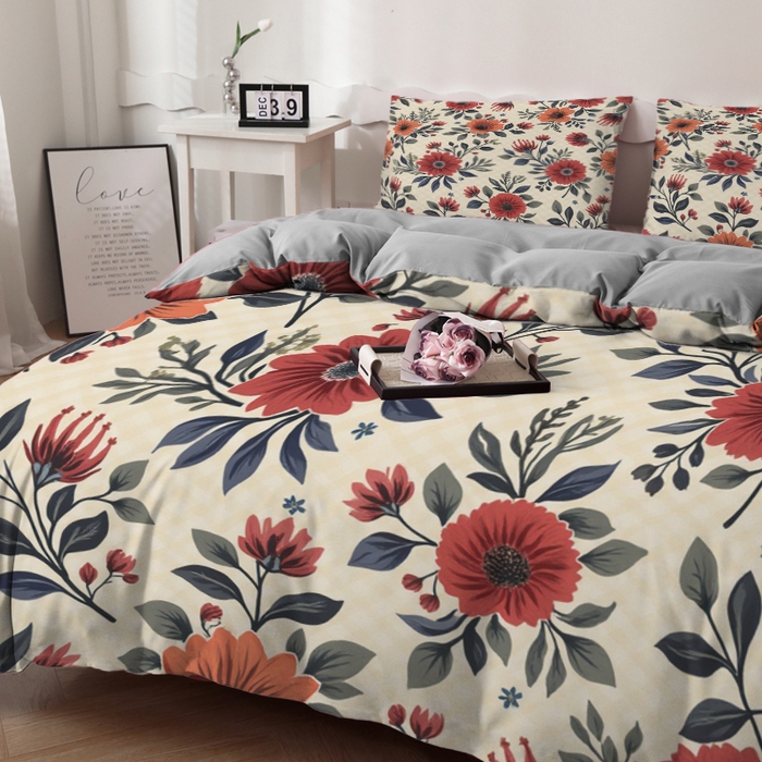 91家纺网 家纺一手货源 找家纺 （总）合纵跨境工厂 2025新款一件定制跨境磨毛单被套被套三件套希音集采亚马逊速卖通24小时内发货-花卉主题一被套三件套