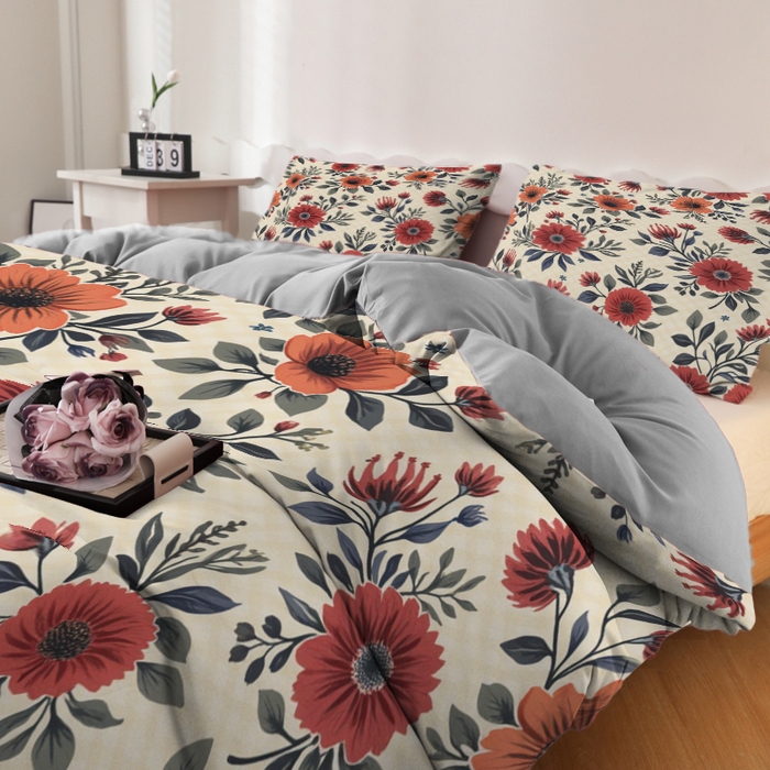 91家纺网 家纺一手货源 找家纺 （总）合纵跨境工厂 2025新款一件定制跨境磨毛单被套被套三件套希音集采亚马逊速卖通24小时内发货-花卉主题一被套三件套