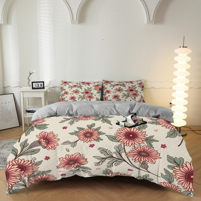 91家纺网 家纺一手货源 找家纺 （总）合纵跨境工厂 2025新款一件定制跨境磨毛单被套被套三件套希音集采亚马逊速卖通24小时内发货-花卉主题一被套三件套