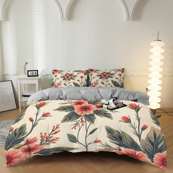 91家纺网 家纺一手货源 找家纺 （总）合纵跨境工厂 2025新款一件定制跨境磨毛单被套被套三件套希音集采亚马逊速卖通24小时内发货-花卉主题一被套三件套