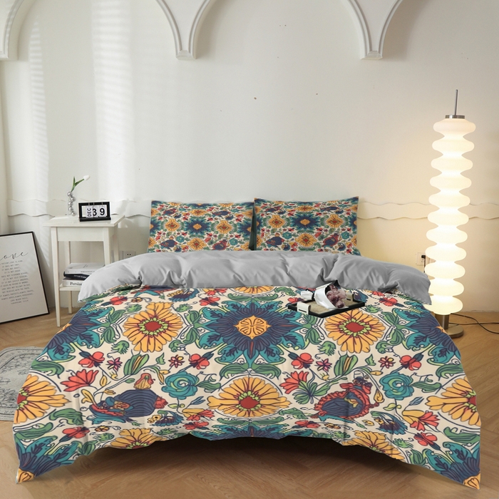 91家纺网 家纺一手货源 找家纺 （总）合纵跨境工厂 2025新款一件定制跨境磨毛单被套被套三件套希音集采亚马逊速卖通24小时内发货-花卉主题一被套三件套