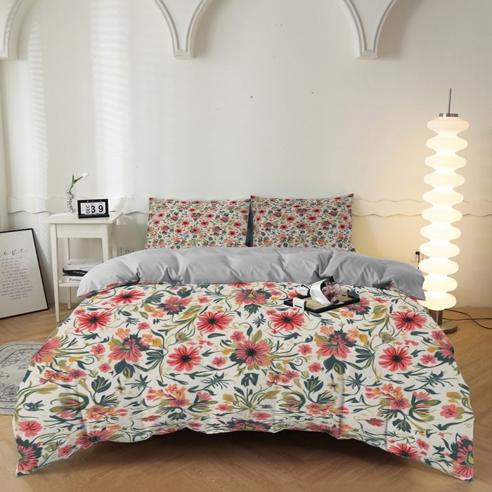 91家纺网 家纺一手货源 找家纺 （总）合纵跨境工厂 2025新款一件定制跨境磨毛单被套被套三件套希音集采亚马逊速卖通24小时内发货-花卉主题一被套三件套