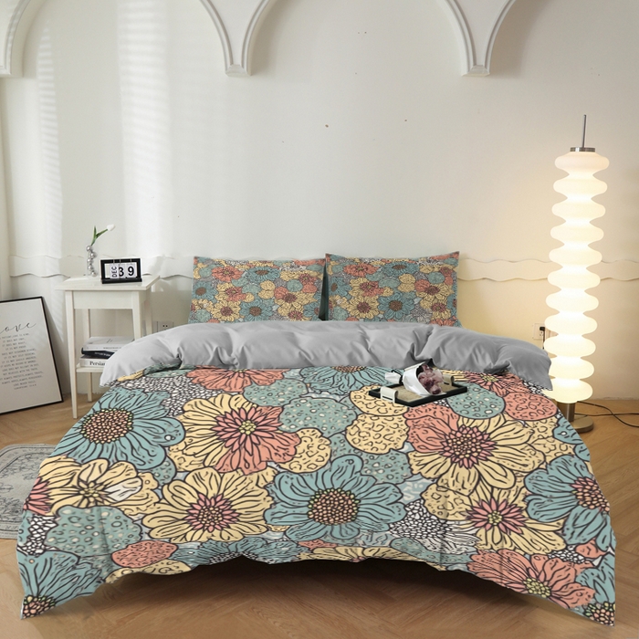 91家纺网 家纺一手货源 找家纺 （总）合纵跨境工厂 2025新款一件定制跨境磨毛单被套被套三件套希音集采亚马逊速卖通24小时内发货-花卉主题一被套三件套