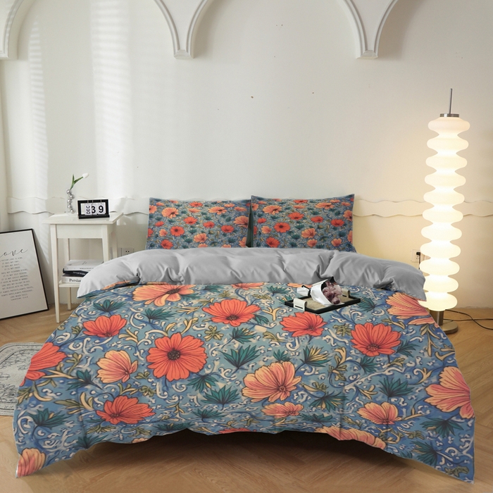 91家纺网 家纺一手货源 找家纺 （总）合纵跨境工厂 2025新款一件定制跨境磨毛单被套被套三件套希音集采亚马逊速卖通24小时内发货-花卉主题一被套三件套