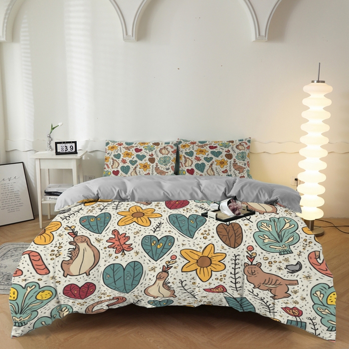 91家纺网 家纺一手货源 找家纺 （总）合纵跨境工厂 2025新款一件定制跨境磨毛单被套被套三件套希音集采亚马逊速卖通24小时内发货-花卉主题一被套三件套