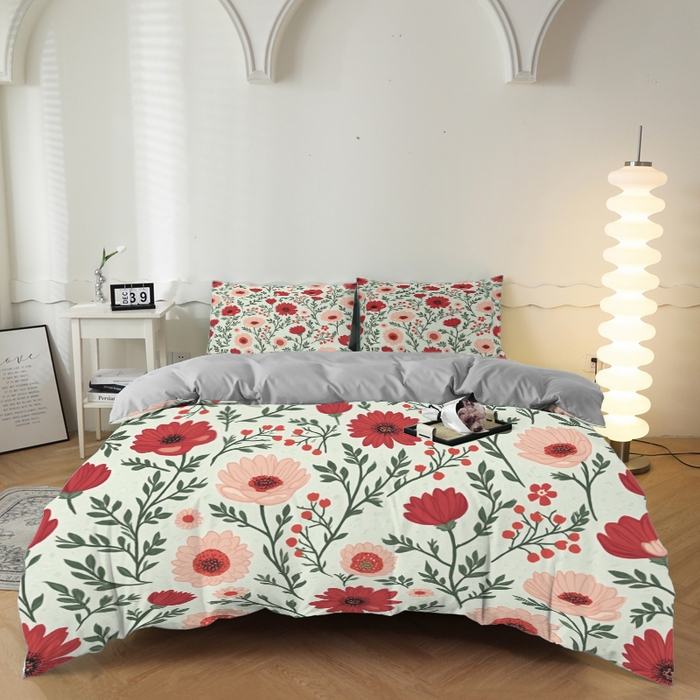 合纵跨境工厂 2025新款一件定制跨境磨毛单被套被套三件套希音集采亚马逊速卖通24小时内发货-花卉主题一被套三件套 1XAH581910009