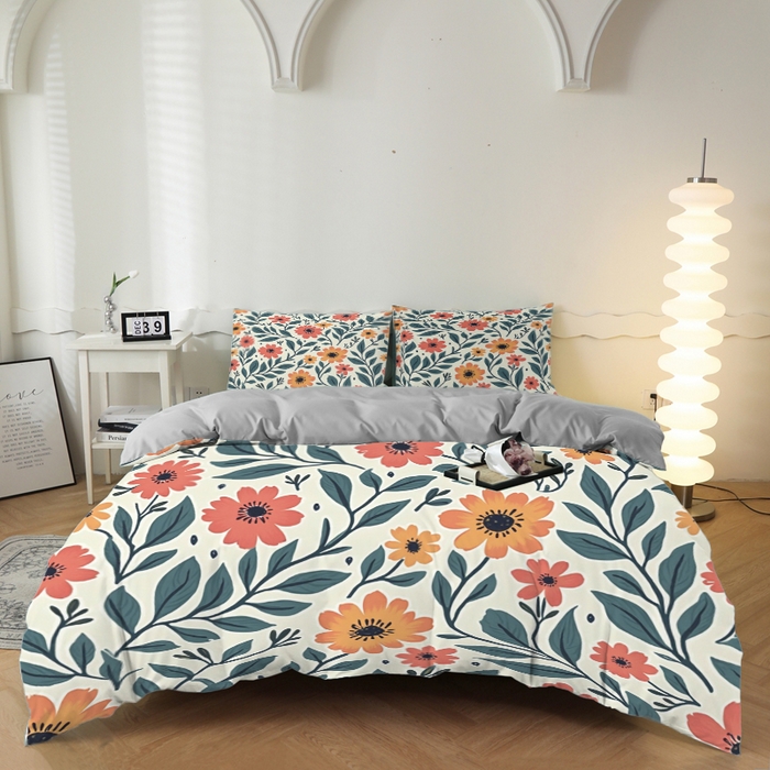 合纵跨境工厂 2025新款一件定制跨境磨毛单被套被套三件套希音集采亚马逊速卖通24小时内发货-花卉主题一被套三件套 1XAH581910010