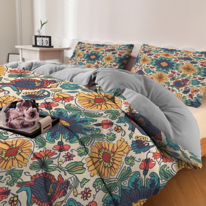 91家纺网 家纺一手货源 找家纺 合纵跨境工厂 2025新款一件定制跨境磨毛单被套被套三件套希音集采亚马逊速卖通24小时内发货-花卉主题一被套三件套 1XAH581910013
