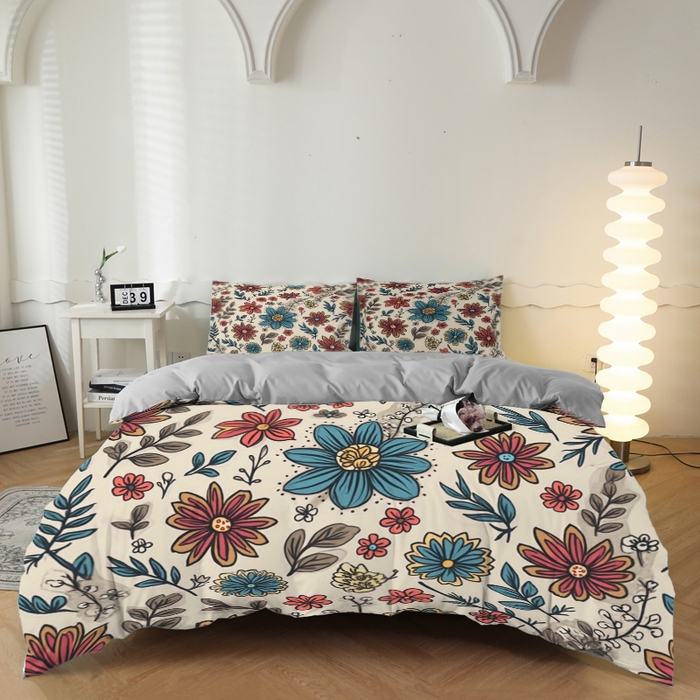 合纵跨境工厂 2025新款一件定制跨境磨毛单被套被套三件套希音集采亚马逊速卖通24小时内发货-花卉主题一被套三件套 1XAH581910016