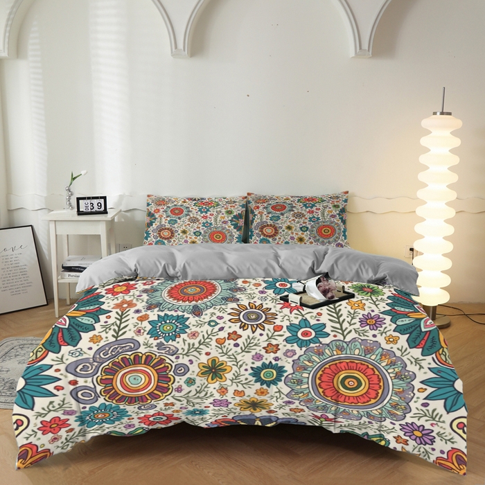 合纵跨境工厂 2025新款一件定制跨境磨毛单被套被套三件套希音集采亚马逊速卖通24小时内发货-花卉主题一被套三件套 1XAH581910017