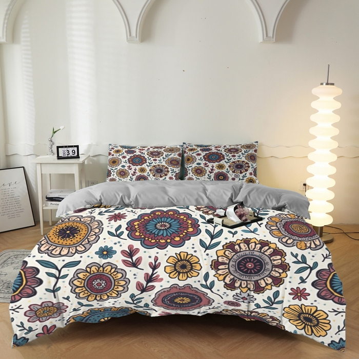 合纵跨境工厂 2025新款一件定制跨境磨毛单被套被套三件套希音集采亚马逊速卖通24小时内发货-花卉主题一被套三件套 1XAH581910018