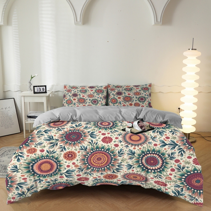 合纵跨境工厂 2025新款一件定制跨境磨毛单被套被套三件套希音集采亚马逊速卖通24小时内发货-花卉主题一被套三件套 1XAH581910020