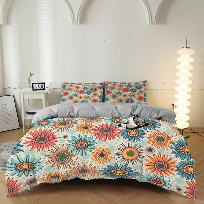 合纵跨境工厂 2025新款一件定制跨境磨毛单被套被套三件套希音集采亚马逊速卖通24小时内发货-花卉主题一被套三件套 1XAH581910021