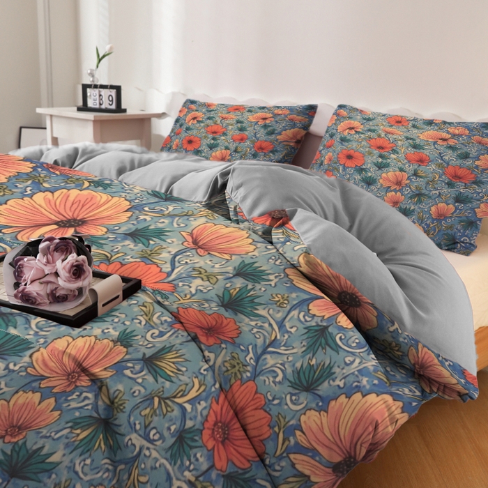 91家纺网 家纺一手货源 找家纺 合纵跨境工厂 2025新款一件定制跨境磨毛单被套被套三件套希音集采亚马逊速卖通24小时内发货-花卉主题一被套三件套 1XAH581910028