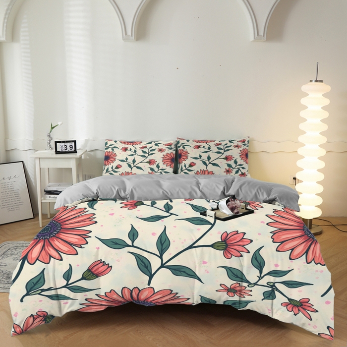 91家纺网 家纺一手货源 找家纺 （总）合纵跨境工厂 2025新款一件定制跨境磨毛单被套被套三件套希音集采亚马逊速卖通24小时内发货-花卉主题二被套三件套