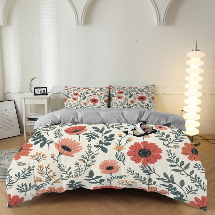 91家纺网 家纺一手货源 找家纺 （总）合纵跨境工厂 2025新款一件定制跨境磨毛单被套被套三件套希音集采亚马逊速卖通24小时内发货-花卉主题二被套三件套