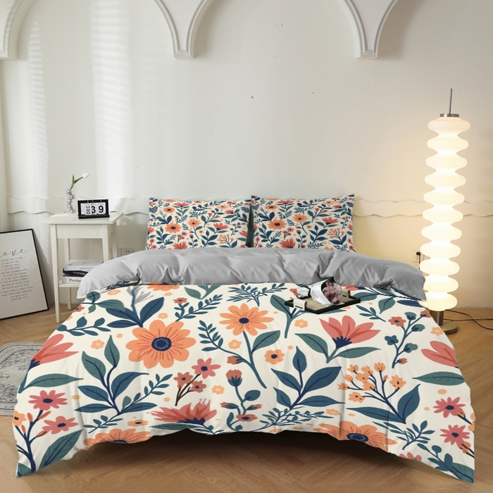 91家纺网 家纺一手货源 找家纺 （总）合纵跨境工厂 2025新款一件定制跨境磨毛单被套被套三件套希音集采亚马逊速卖通24小时内发货-花卉主题二被套三件套