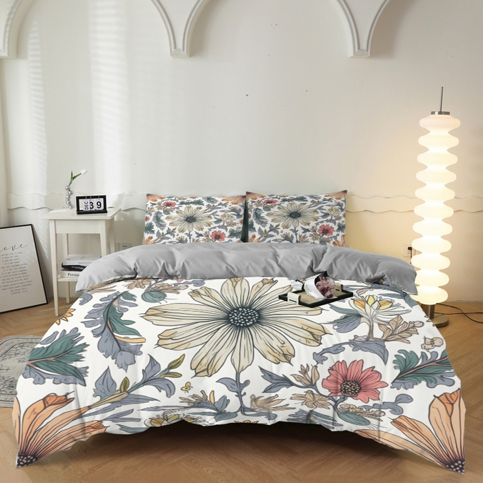 91家纺网 家纺一手货源 找家纺 （总）合纵跨境工厂 2025新款一件定制跨境磨毛单被套被套三件套希音集采亚马逊速卖通24小时内发货-花卉主题二被套三件套