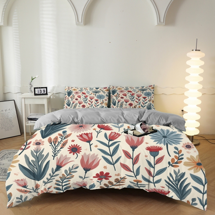 91家纺网 家纺一手货源 找家纺 （总）合纵跨境工厂 2025新款一件定制跨境磨毛单被套被套三件套希音集采亚马逊速卖通24小时内发货-花卉主题二被套三件套