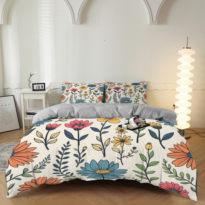 91家纺网 家纺一手货源 找家纺 （总）合纵跨境工厂 2025新款一件定制跨境磨毛单被套被套三件套希音集采亚马逊速卖通24小时内发货-花卉主题二被套三件套