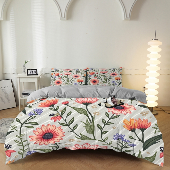 91家纺网 家纺一手货源 找家纺 （总）合纵跨境工厂 2025新款一件定制跨境磨毛单被套被套三件套希音集采亚马逊速卖通24小时内发货-花卉主题二被套三件套