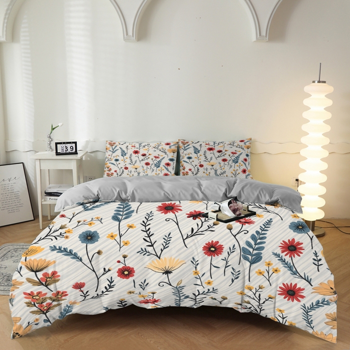 91家纺网 家纺一手货源 找家纺 （总）合纵跨境工厂 2025新款一件定制跨境磨毛单被套被套三件套希音集采亚马逊速卖通24小时内发货-花卉主题二被套三件套