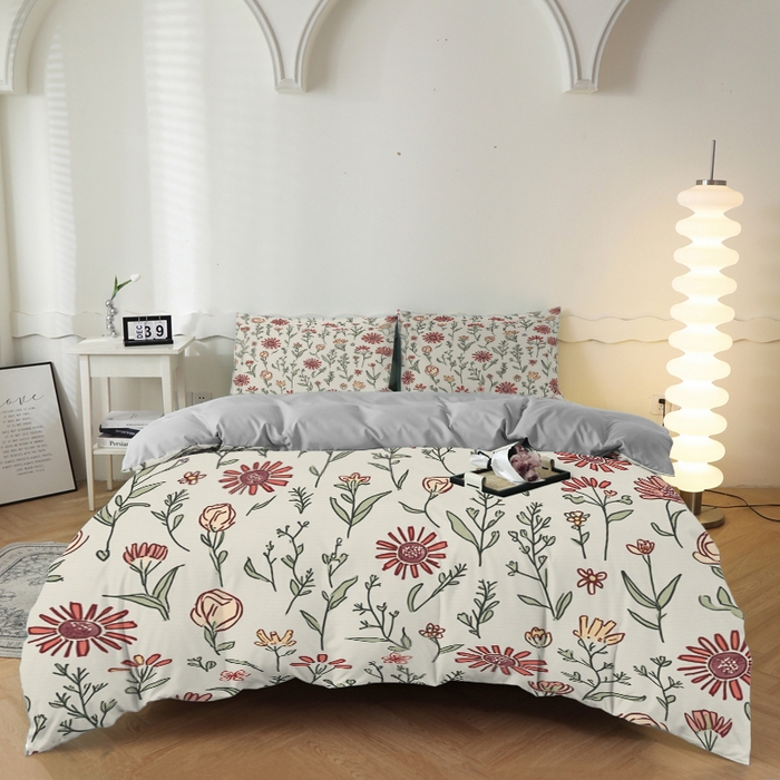 91家纺网 家纺一手货源 找家纺 （总）合纵跨境工厂 2025新款一件定制跨境磨毛单被套被套三件套希音集采亚马逊速卖通24小时内发货-花卉主题二被套三件套