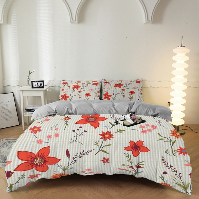 91家纺网 家纺一手货源 找家纺 （总）合纵跨境工厂 2025新款一件定制跨境磨毛单被套被套三件套希音集采亚马逊速卖通24小时内发货-花卉主题二被套三件套