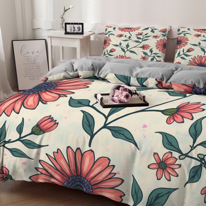 91家纺网 家纺一手货源 找家纺 合纵跨境工厂 2025新款一件定制跨境磨毛单被套被套三件套希音集采亚马逊速卖通24小时内发货-花卉主题二被套三件套 1XAH581930007