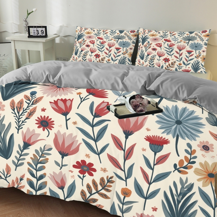91家纺网 家纺一手货源 找家纺 合纵跨境工厂 2025新款一件定制跨境磨毛单被套被套三件套希音集采亚马逊速卖通24小时内发货-花卉主题二被套三件套 1XAH581930011