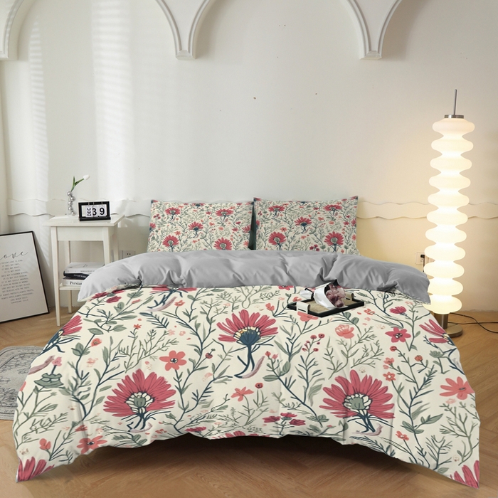 合纵跨境工厂 2025新款一件定制跨境磨毛单被套被套三件套希音集采亚马逊速卖通24小时内发货-花卉主题二被套三件套 1XAH581930012
