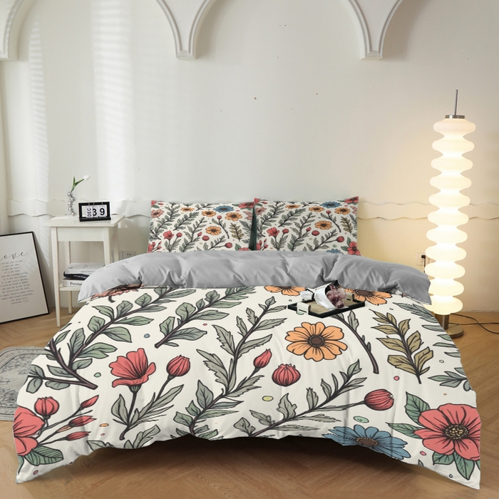 合纵跨境工厂 2025新款一件定制跨境磨毛单被套被套三件套希音集采亚马逊速卖通24小时内发货-花卉主题二被套三件套 1XAH581930014