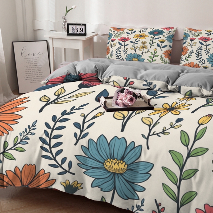 91家纺网 家纺一手货源 找家纺 合纵跨境工厂 2025新款一件定制跨境磨毛单被套被套三件套希音集采亚马逊速卖通24小时内发货-花卉主题二被套三件套 1XAH581930015