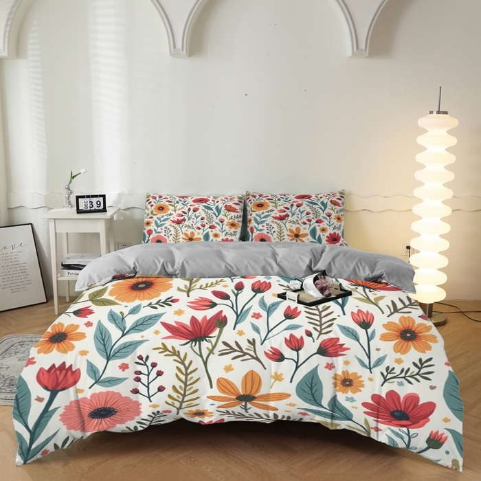 合纵跨境工厂 2025新款一件定制跨境磨毛单被套被套三件套希音集采亚马逊速卖通24小时内发货-花卉主题二被套三件套 1XAH581930018