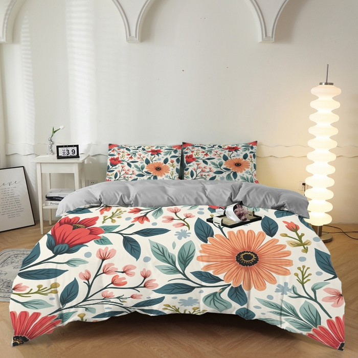 合纵跨境工厂 2025新款一件定制跨境磨毛单被套被套三件套希音集采亚马逊速卖通24小时内发货-花卉主题二被套三件套 1XAH581930019