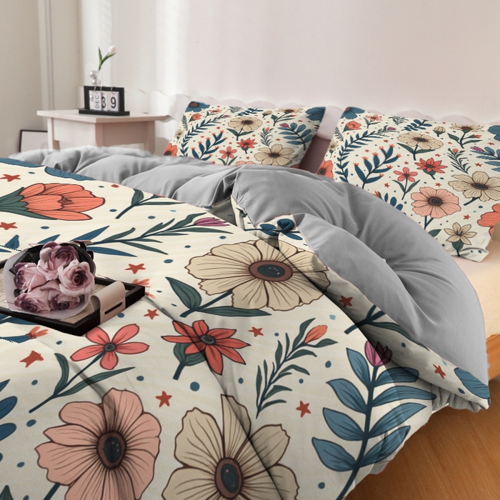 91家纺网 家纺一手货源 找家纺 合纵跨境工厂 2025新款一件定制跨境磨毛单被套被套三件套希音集采亚马逊速卖通24小时内发货-花卉主题二被套三件套 1XAH581930022
