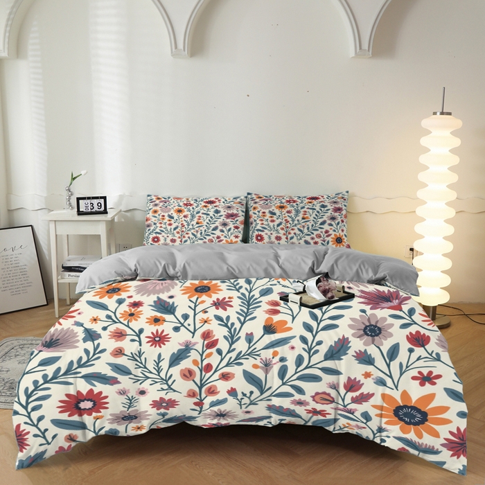 合纵跨境工厂 2025新款一件定制跨境磨毛单被套被套三件套希音集采亚马逊速卖通24小时内发货-花卉主题二被套三件套 1XAH581930023