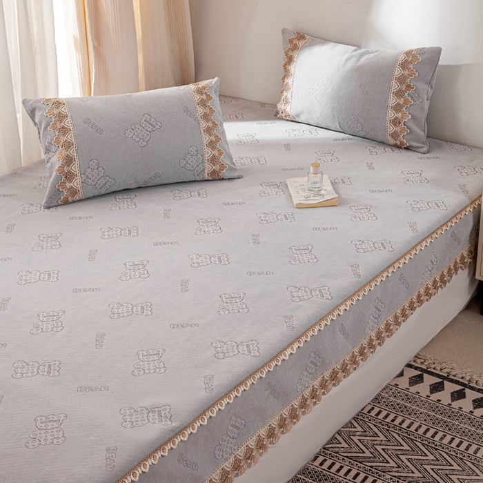 91家纺网 家纺一手货源 找家纺 （总）峻杨 2025新款雪尼尔防滑榻榻米床盖炕盖防滑颗粒大床单柔软亲肤可定制尺寸-小熊