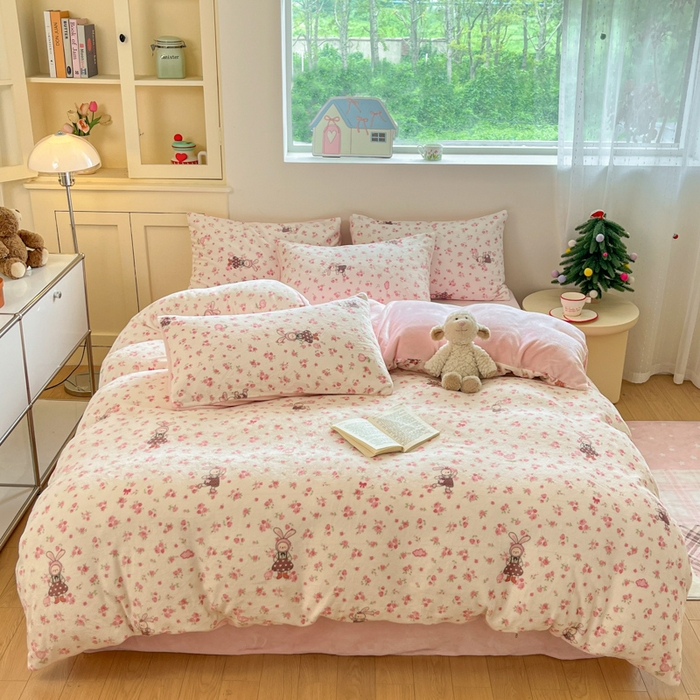 91家纺网 家纺一手货源 找家纺 【12.20周六秒杀 三人助力49.9带回家】简约牛奶绒套件