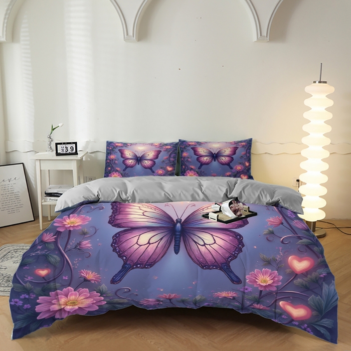 91家纺网 家纺一手货源 找家纺 （总）合纵跨境工厂 2025新款一件定制跨境磨毛单被套被套三件套希音集采亚马逊速卖通24小时内发货-花卉主题三被套三件套