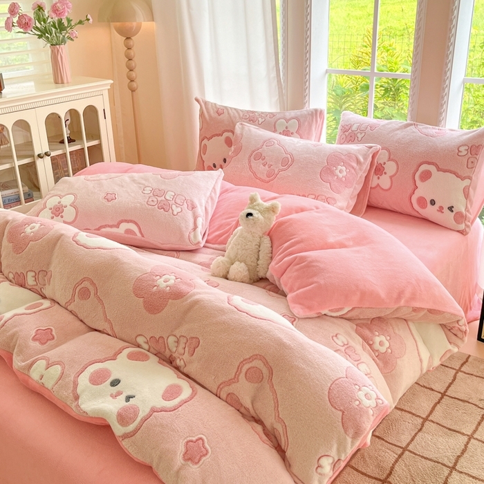 91家纺网 家纺一手货源 找家纺 （总）娜朵家纺 2025新款雪花绒小清新印花四件套