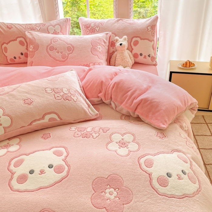 91家纺网 家纺一手货源 找家纺 （总）娜朵家纺 2025新款雪花绒小清新印花四件套