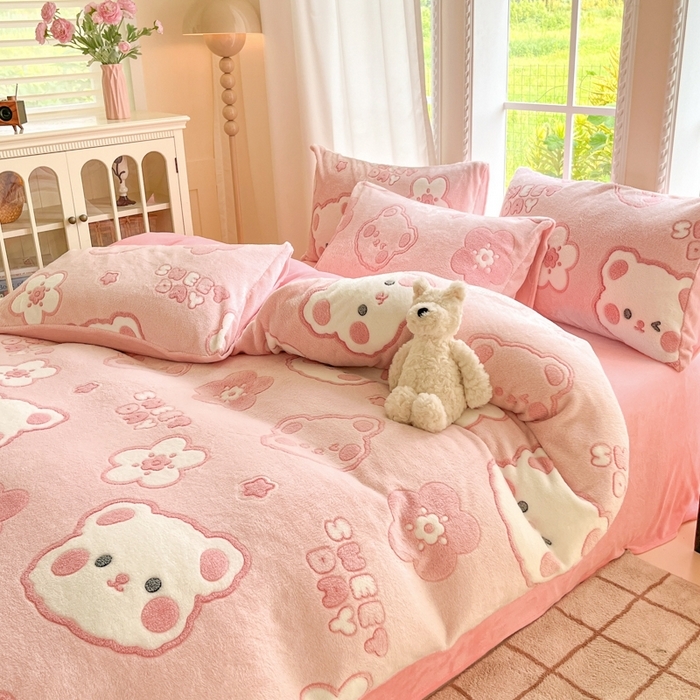 91家纺网 家纺一手货源 找家纺 （总）娜朵家纺 2025新款雪花绒小清新印花四件套