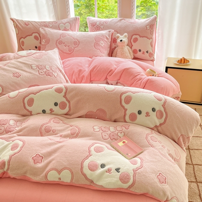 91家纺网 家纺一手货源 找家纺 （总）娜朵家纺 2025新款雪花绒小清新印花四件套