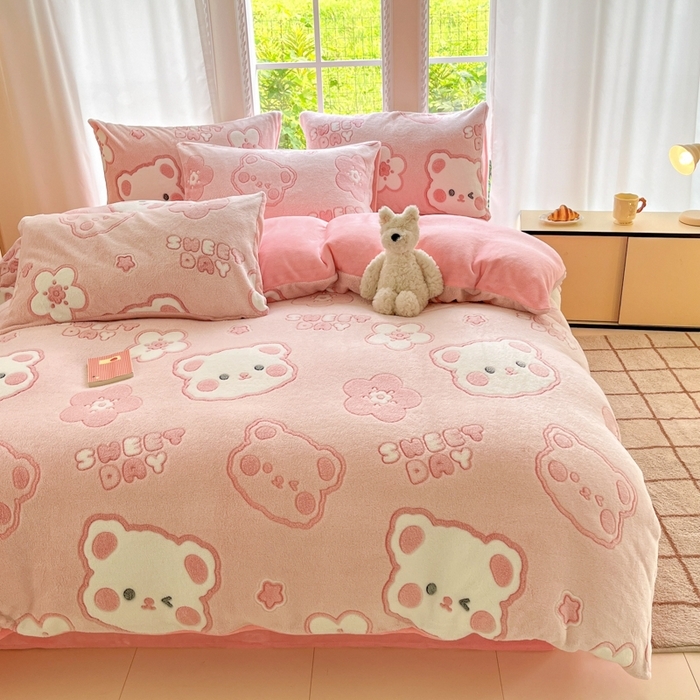 91家纺网 家纺一手货源 找家纺 （总）娜朵家纺 2025新款雪花绒小清新印花四件套