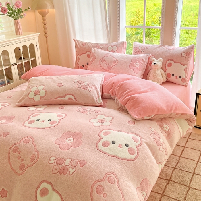 91家纺网 家纺一手货源 找家纺 （总）娜朵家纺 2025新款雪花绒小清新印花四件套