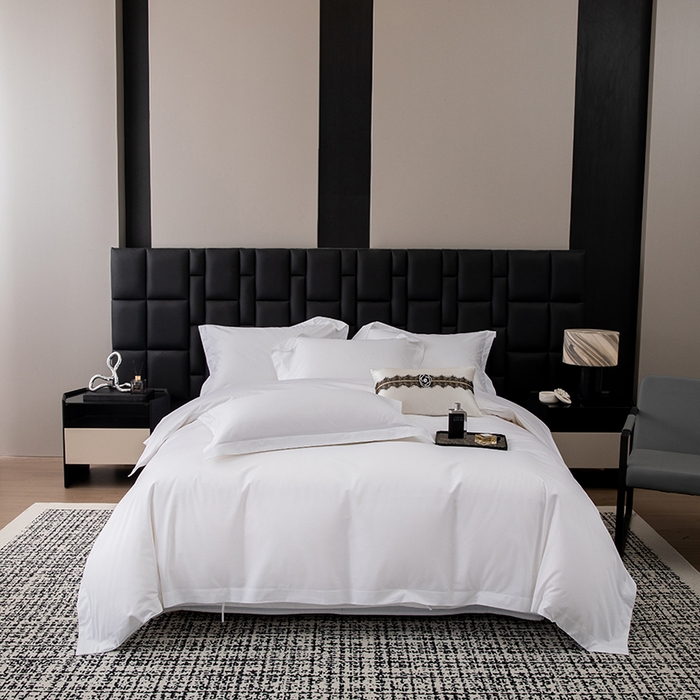 91家纺网 家纺一手货源 找家纺 （总）锦兴酒店布草 2025新款高支高密民宿酒店织带款四件套