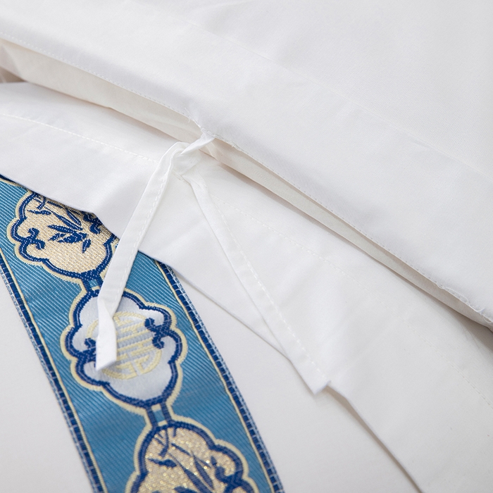 91家纺网 家纺一手货源 找家纺 锦兴酒店布草 2025新款高支高密民宿酒店织带款四件套 暖心