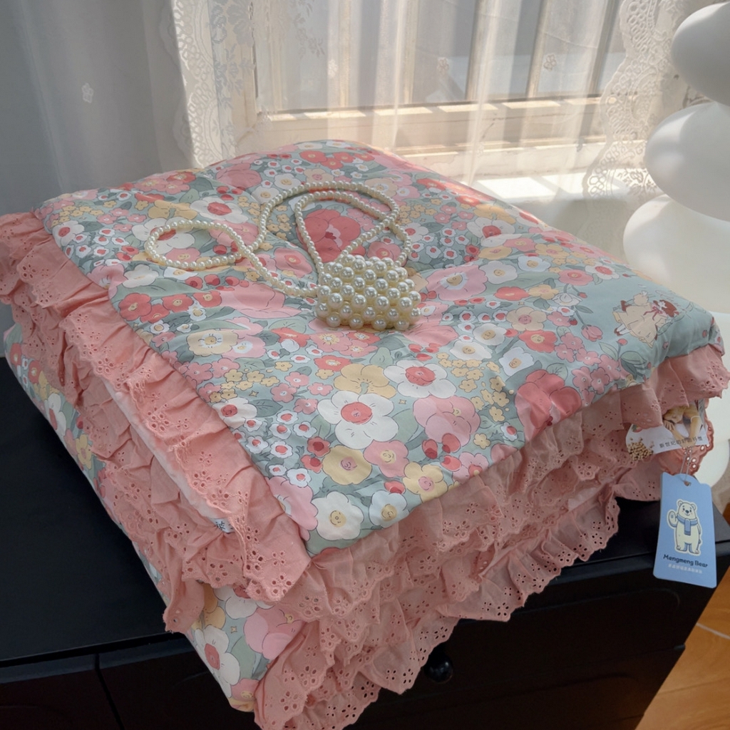 91家纺网 家纺一手货源 找家纺 （总）暖居 2025新款纯棉花边款春秋豆豆被四季通用